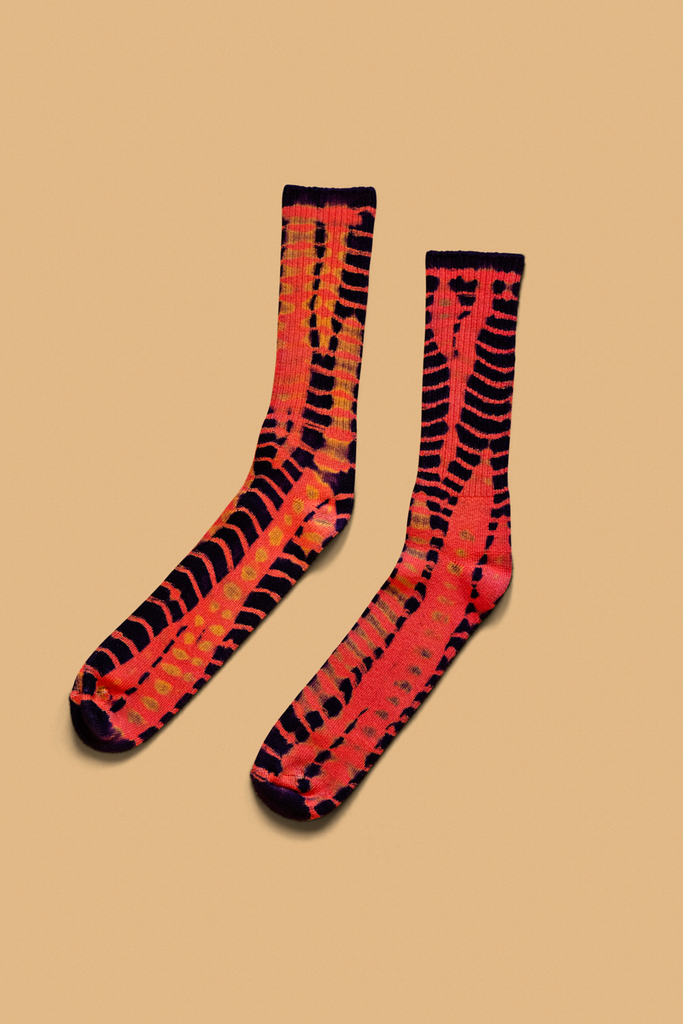 "Tangerine Aubergine" Batik Socks