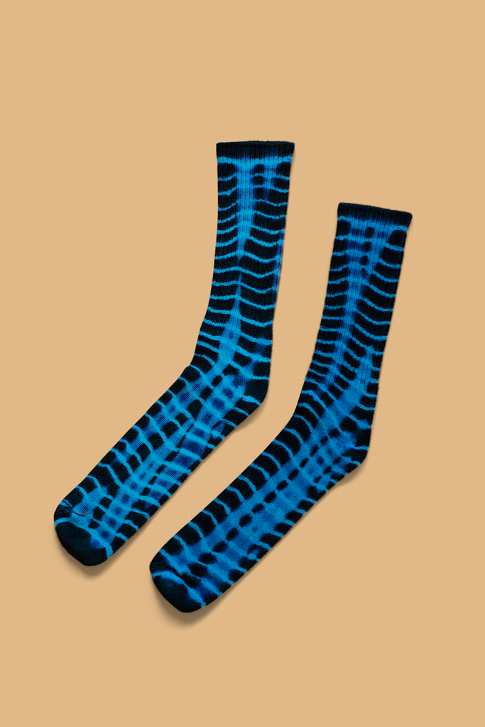 "Black & Blue" Batik Socks